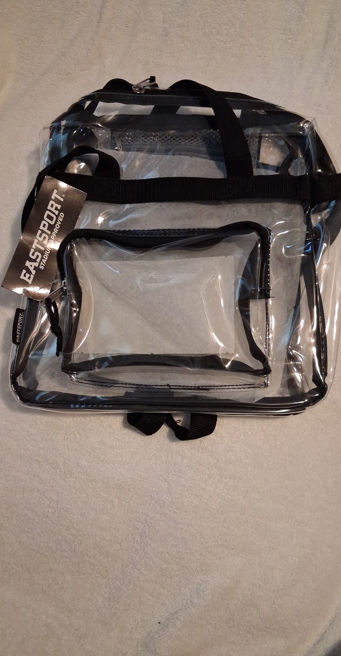 Eastsport Clear Travel Backpack with Black Trim and Pouch - Clear/Black